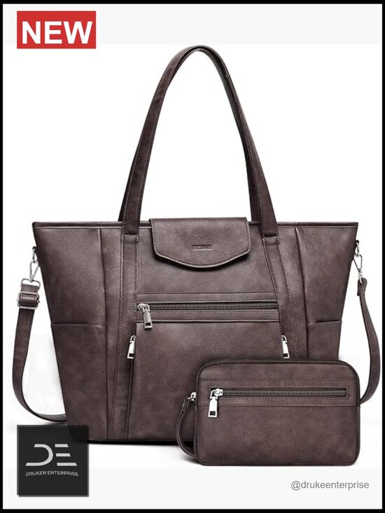Faux Leather Convertible Laptop Backpack Tote Bag 16 inch main image 4